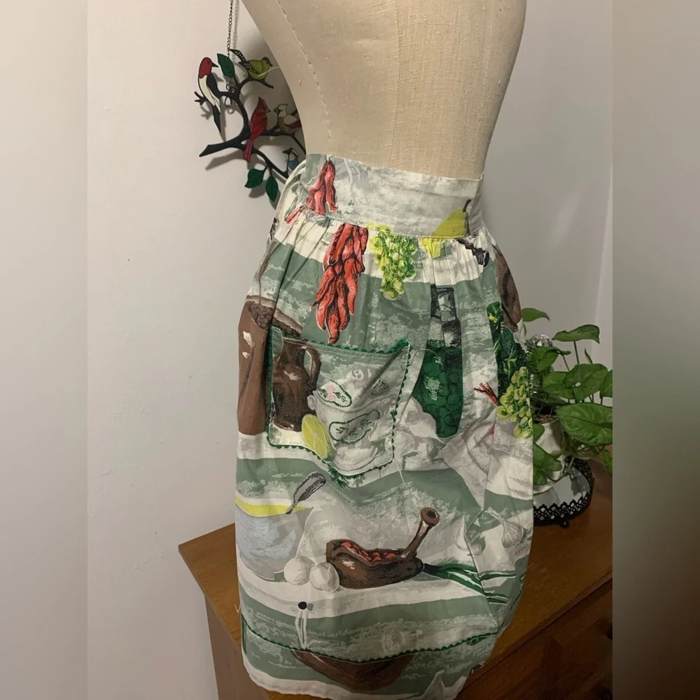 Vintage Handmade Kitchen Home & Hearth Half Apron Cottagecore Apron with Pocket